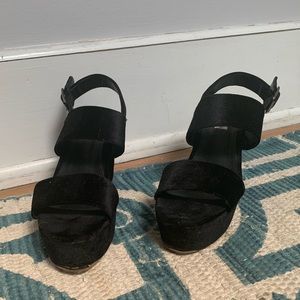 Steve Madden Black Velvet Platform Sandals